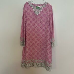 Jules Reid maxi dress vintage inspired beautiful silver lace trim.  Size 16